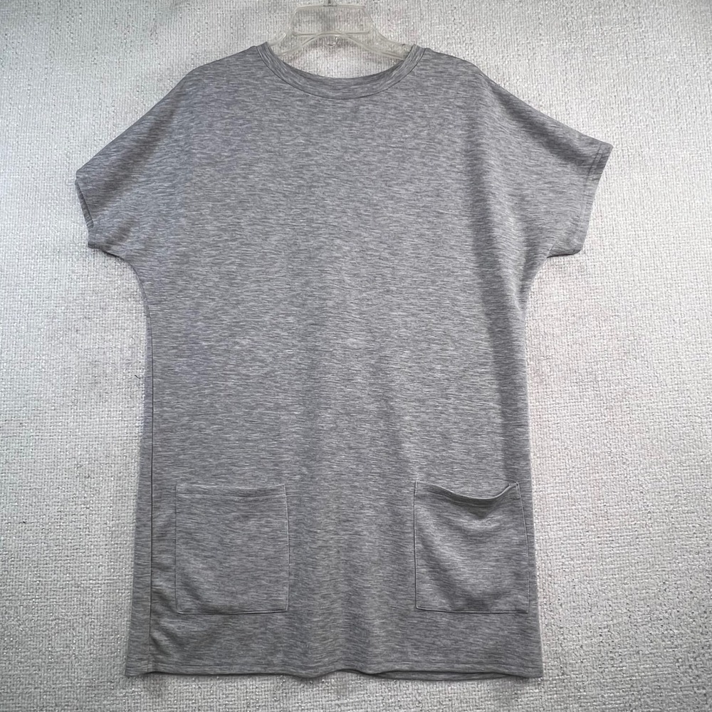 Dokotoo‎ Womens Heather Grey Short Sleeve Pocket Tunic T-Shirt Dress Size S